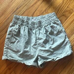 Garage Sage Green Relaxed Fit Shorts | Elastic Waist Comfort